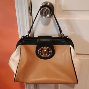 Emma Fox Tan and Black Leather Shoulder Bag